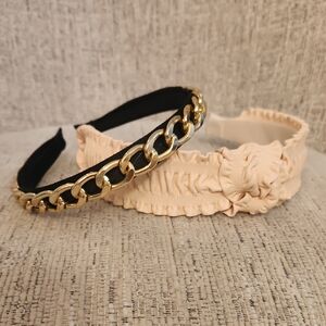 Stylish Cream and Black Headbands with Gold Chain Set Of 20